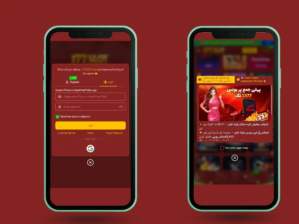 177Slot Game login process on Android smartphone