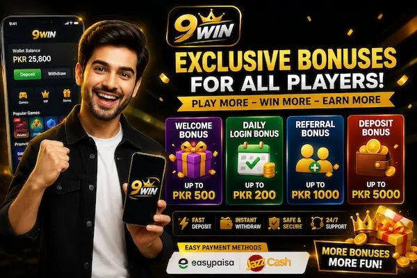 9Win Game bonus rewards banner with player and welcome bonuses